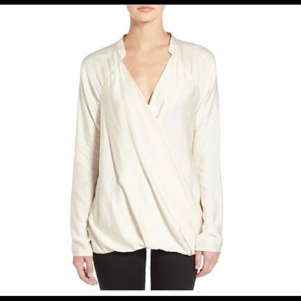 NWT James Perse cream wrap front top small
